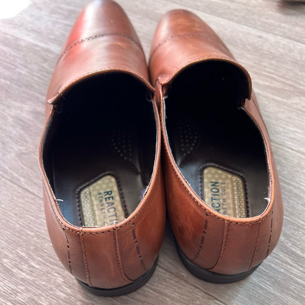 Men's Kenneth Cole Reaction Brown Leather Dress Shoes, Size 11 - Picture 4 of 8